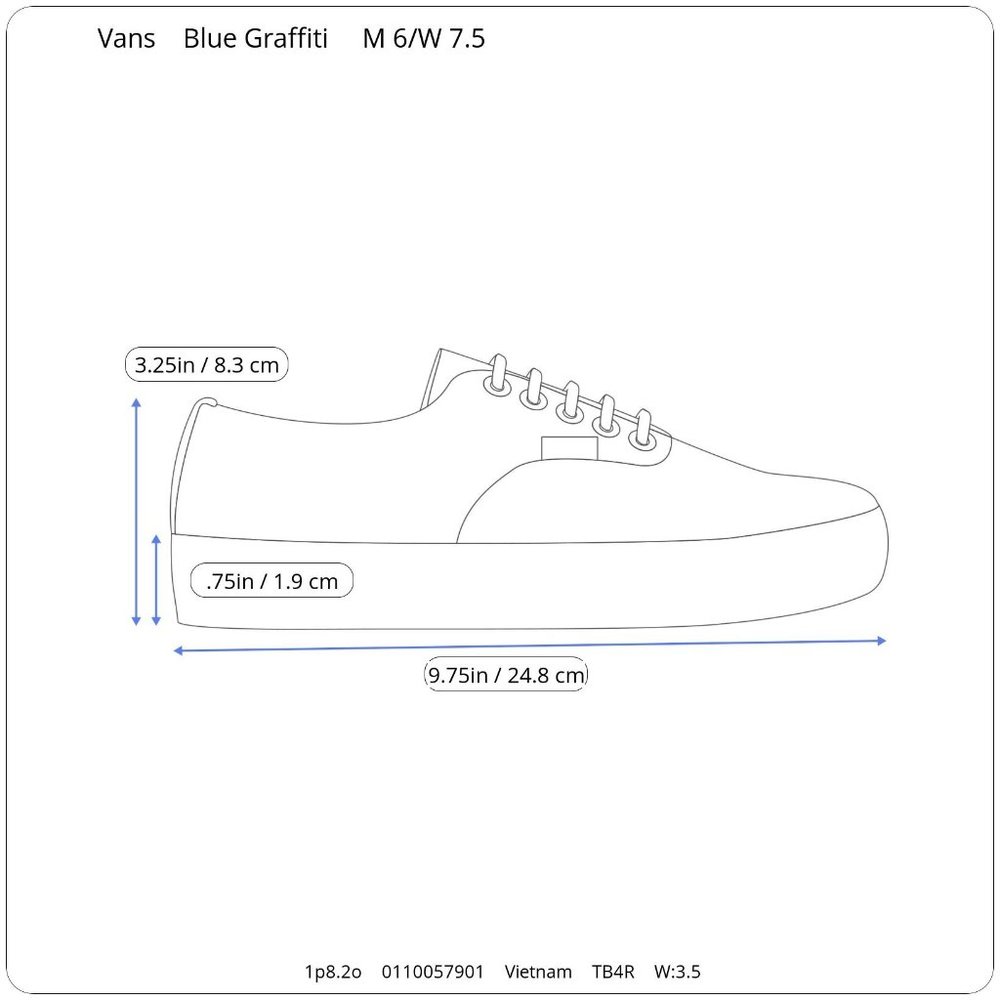 Vans Aqua Blue Graffiti Skull Bat Yin and Yang Smiley Face Sneakers M 6 W 7.5 - Picture 10 of 10